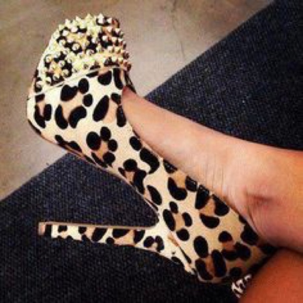 Steve Madden Leopard Heel with Gold Studs